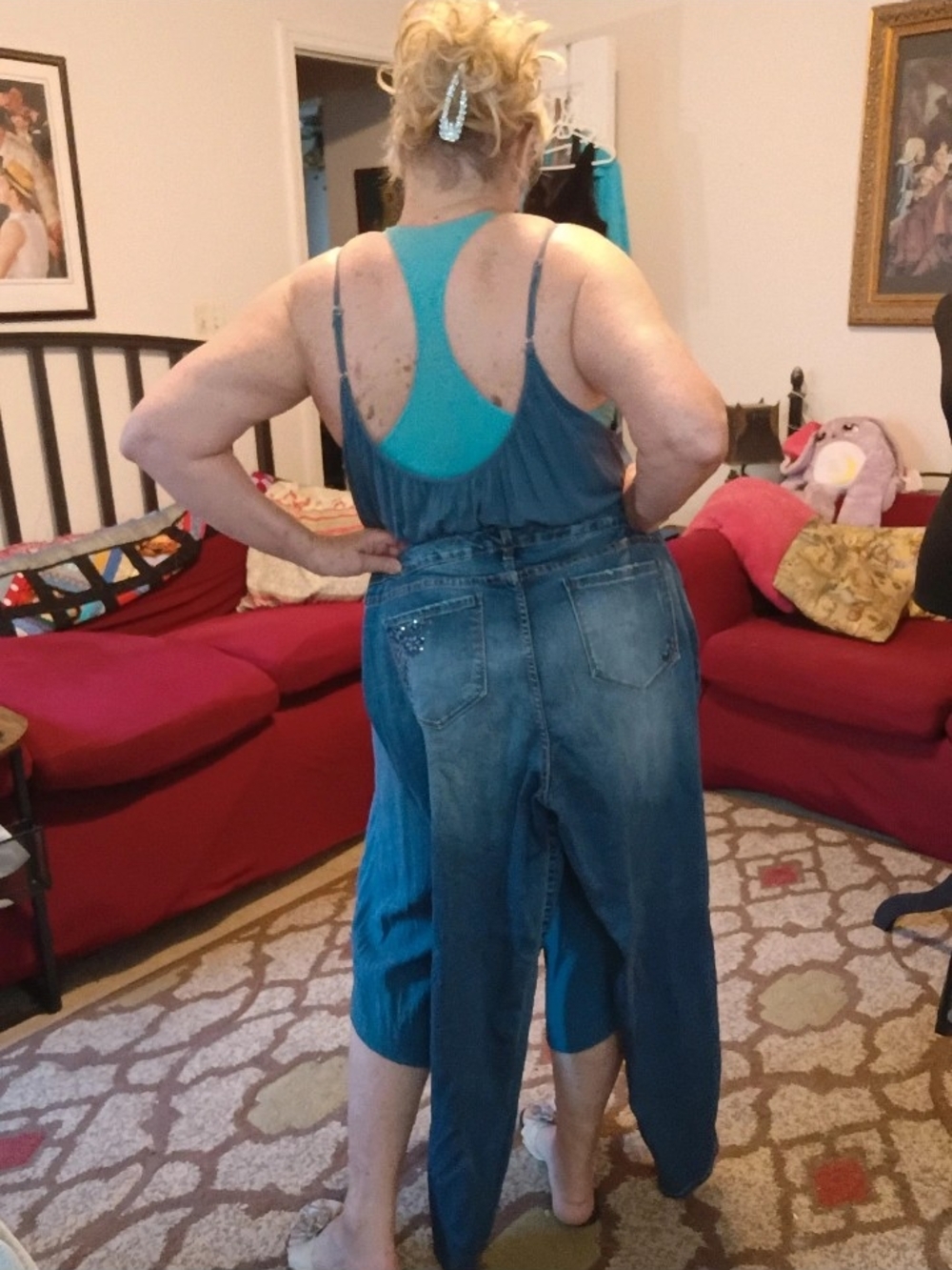 Code Bleu Women's Boyfriend Jeans in Medium Blue Wash Embellished - Picture 8 of 9